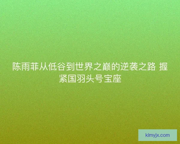 陈雨菲从低谷到世界之巅的逆袭之路 握紧国羽头号宝座 陈雨菲从低谷到世界之巅的逆袭之路 握紧国羽头号宝座